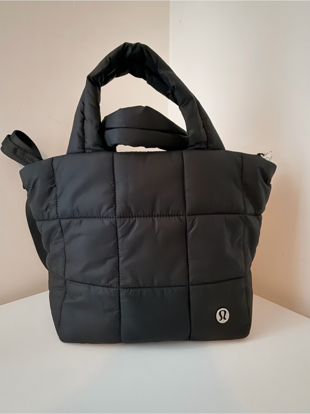 lululemon athletica Black Quilted Puffer Tote Bag